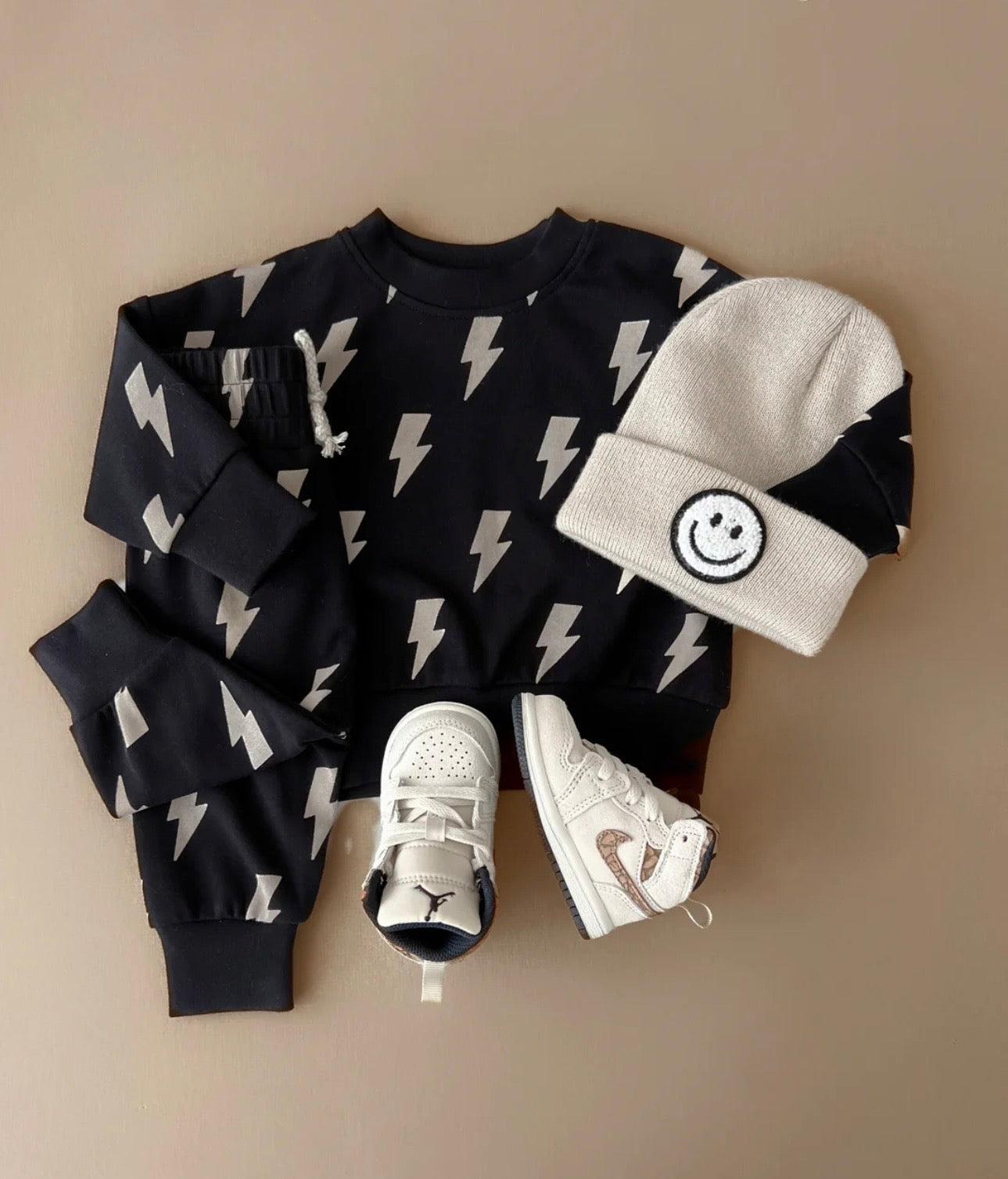 Black Lightning Bolt Jogger Set