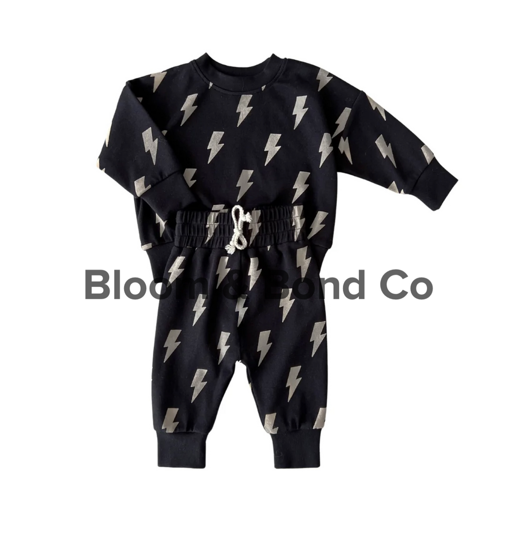 Black Lightning Bolt Jogger Set