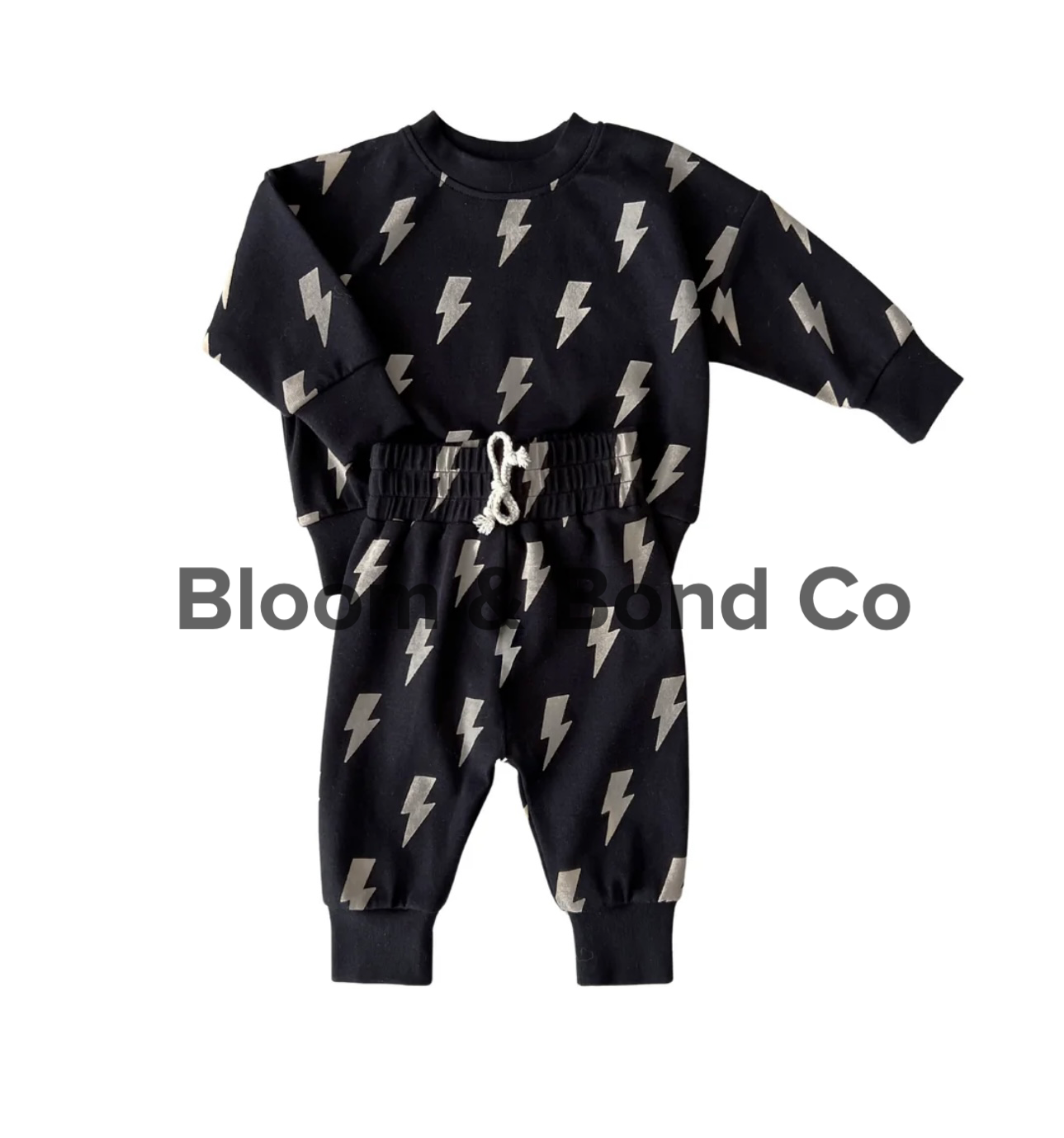 Black Lightning Bolt Jogger Set