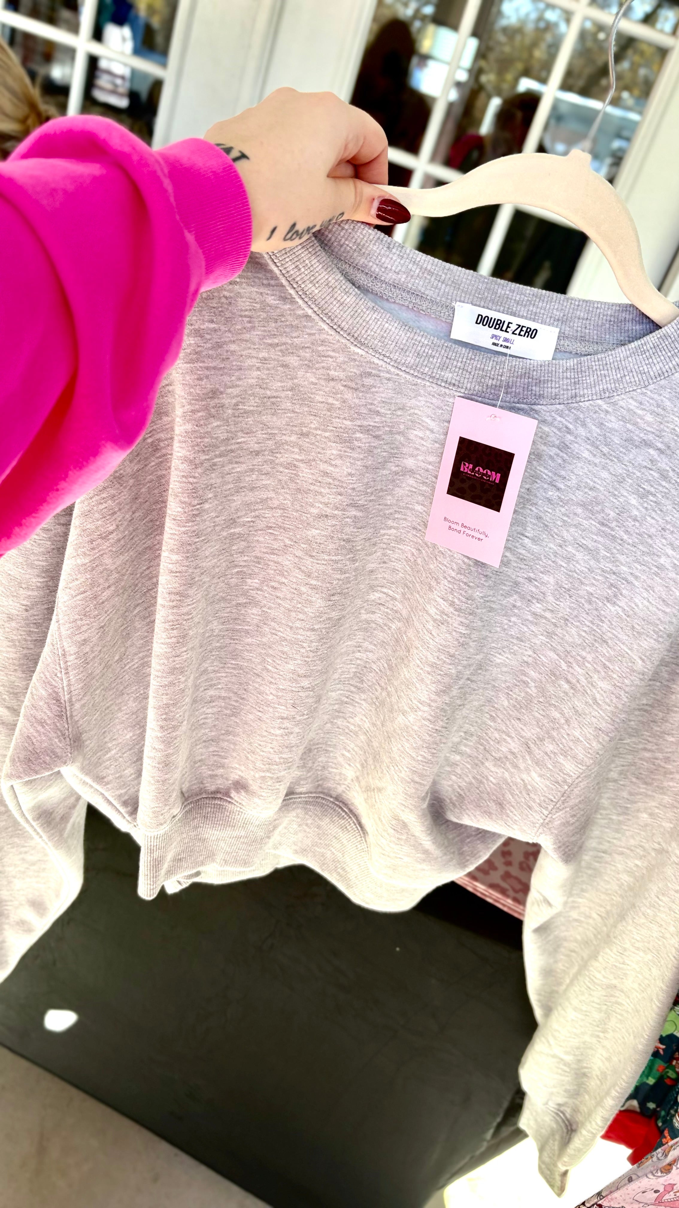 Light Gray Cropped Sweatshirt