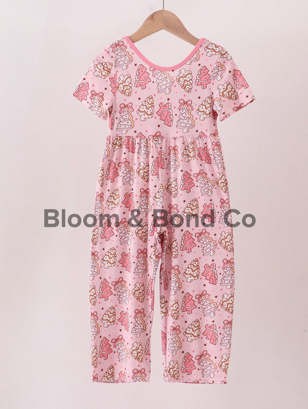 Pink Christmas Tree Bamboo Romper