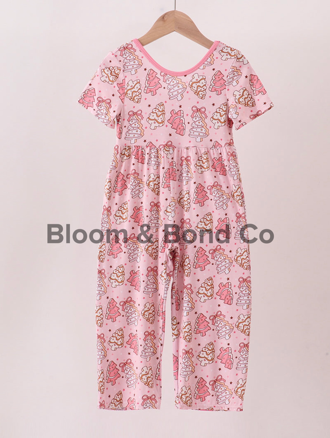Pink Christmas Tree Bamboo Romper