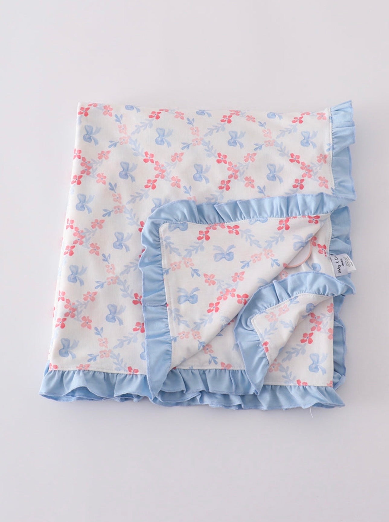 Blue Bow Lattice Print Blanket