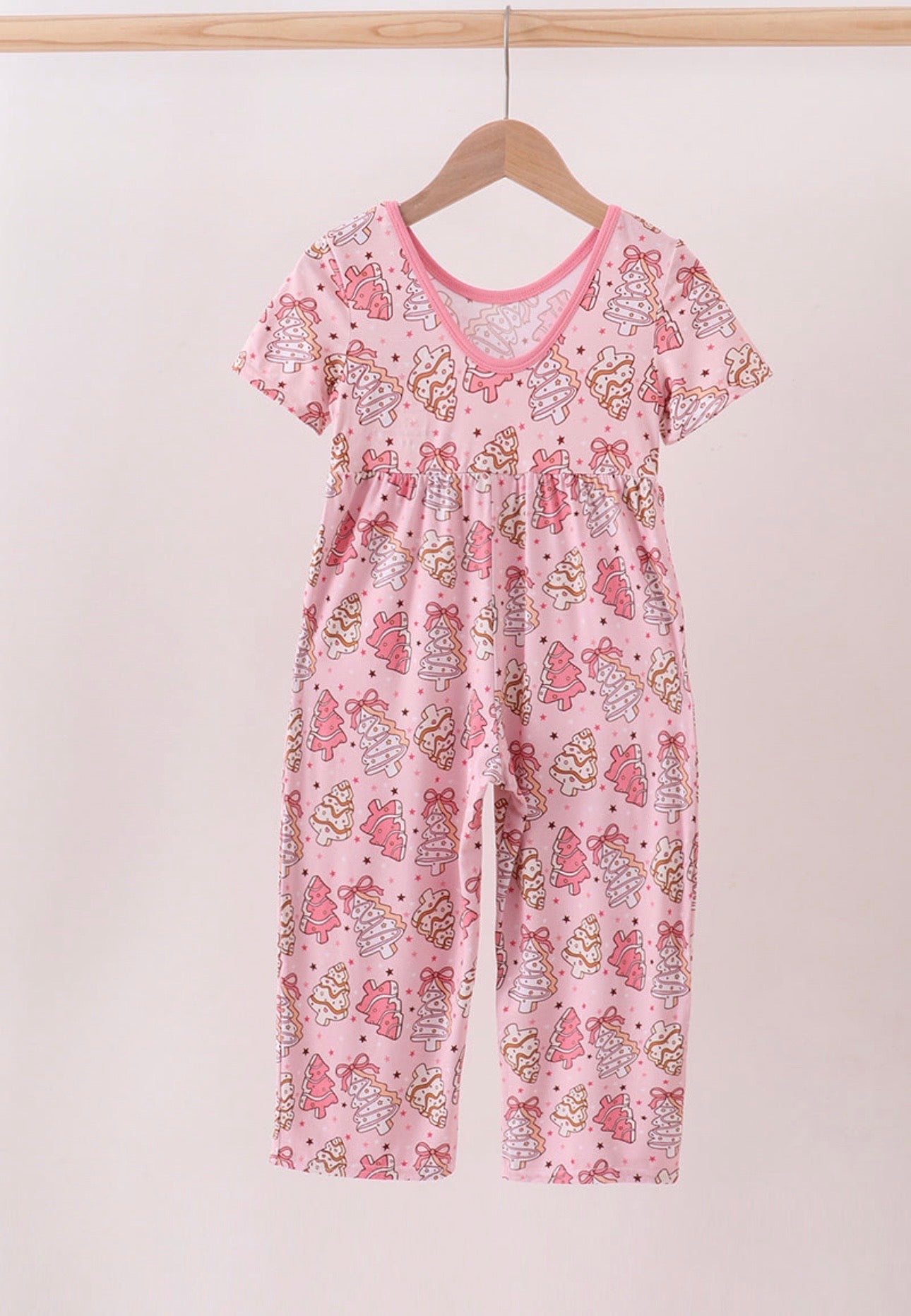 Pink Christmas Tree Bamboo Romper
