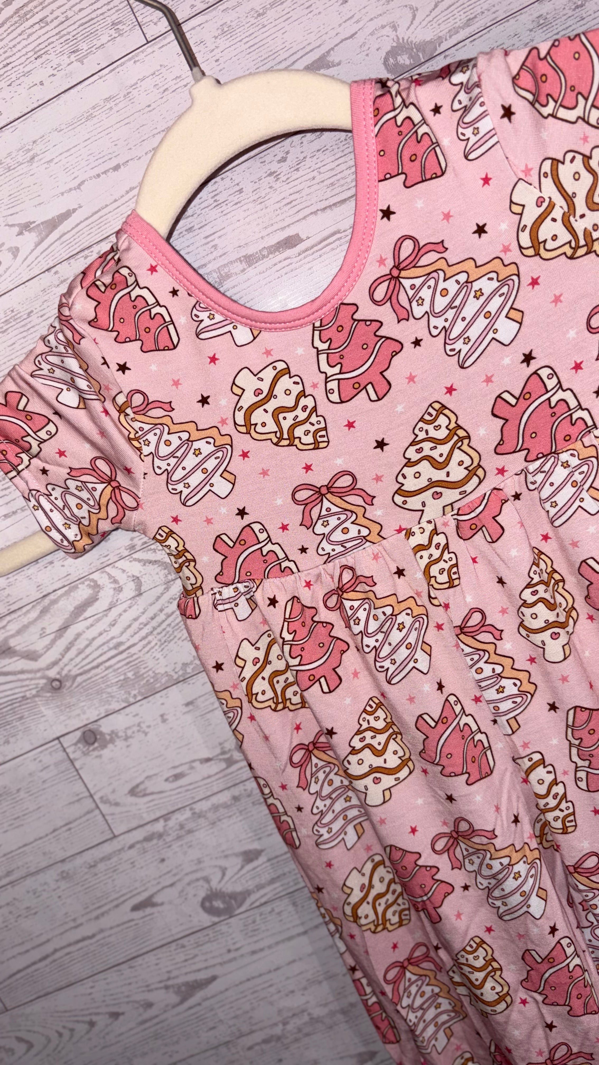 Pink Christmas Tree Bamboo Romper
