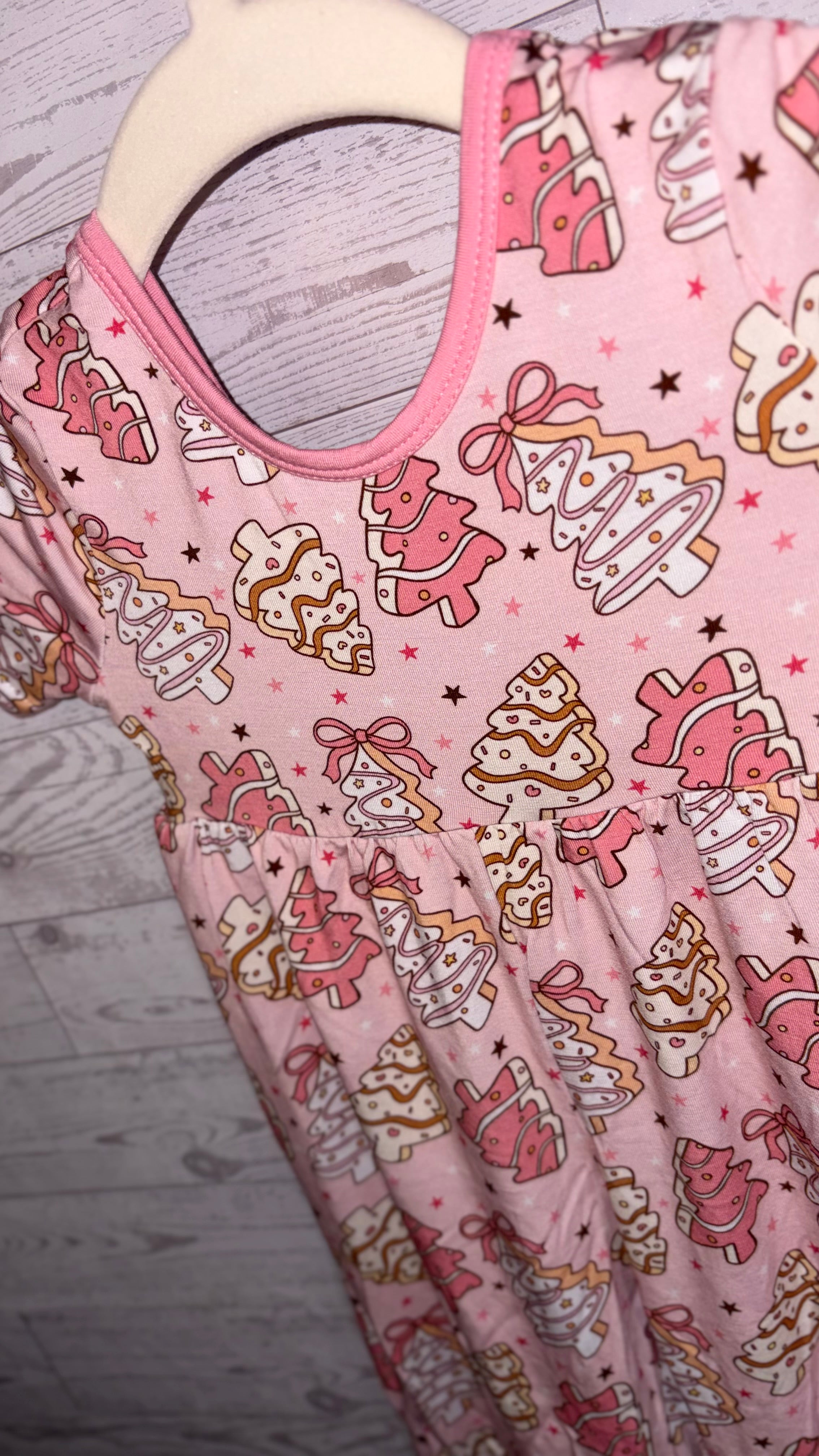 Pink Christmas Tree Bamboo Romper