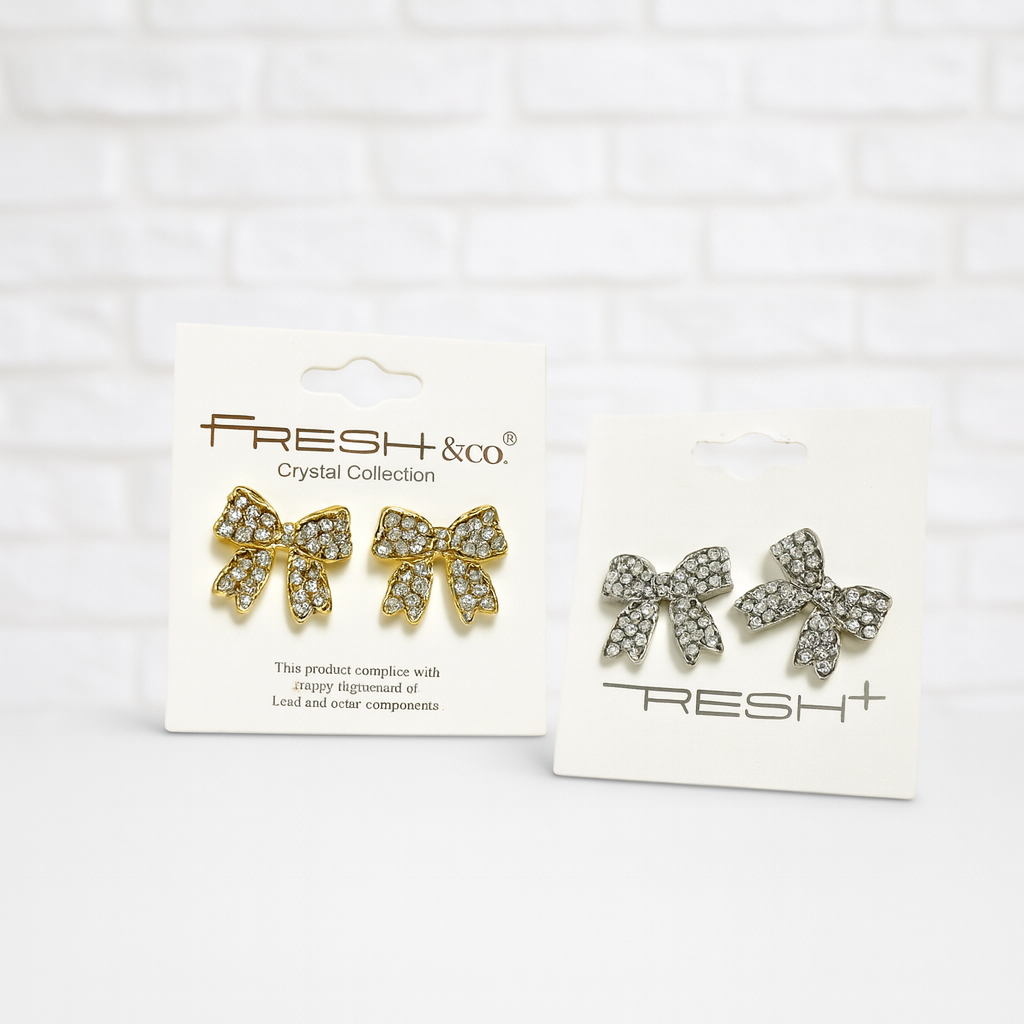 Rhinestone Bow Earrings