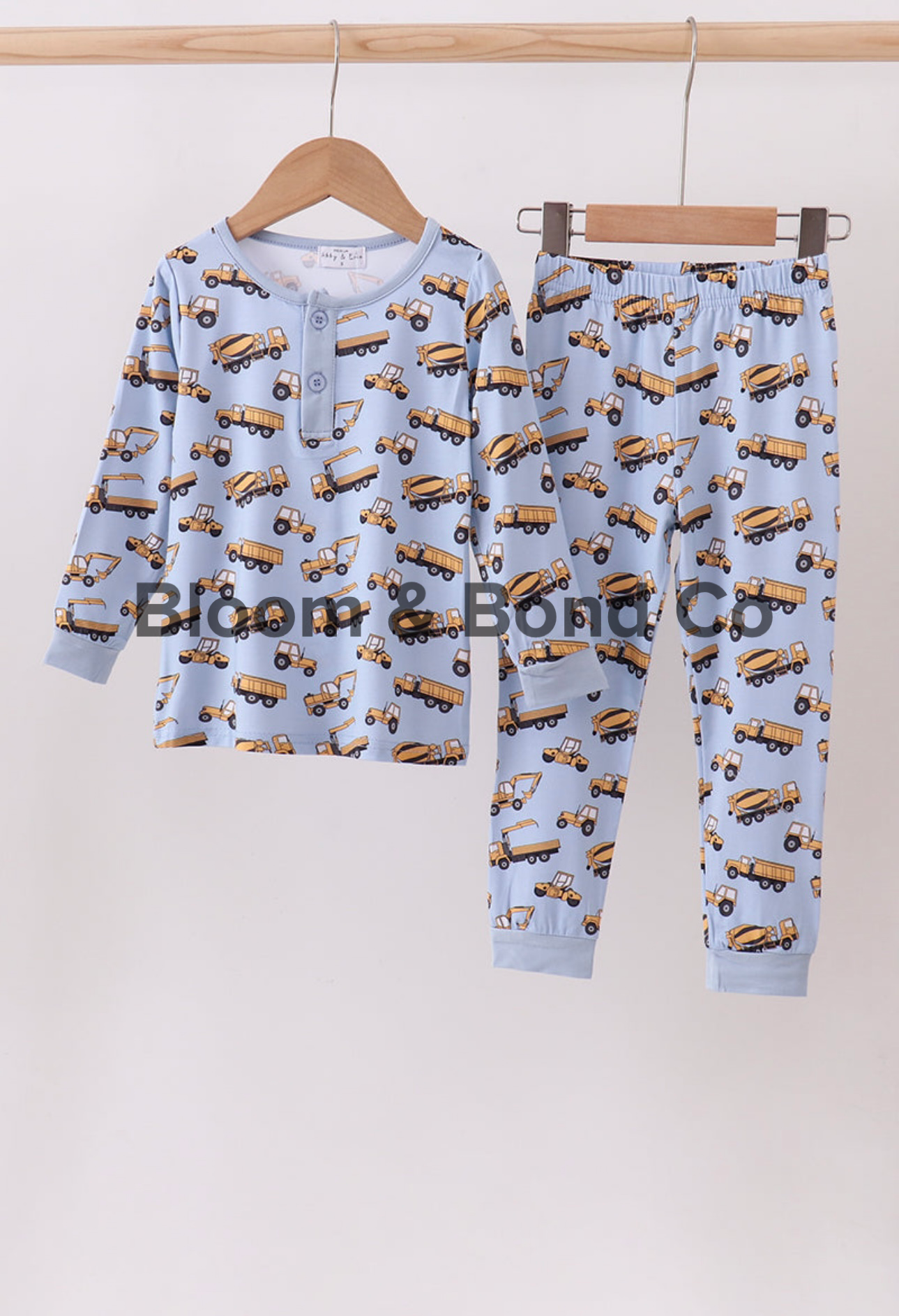 Blue Excavator Bamboo PJ Set