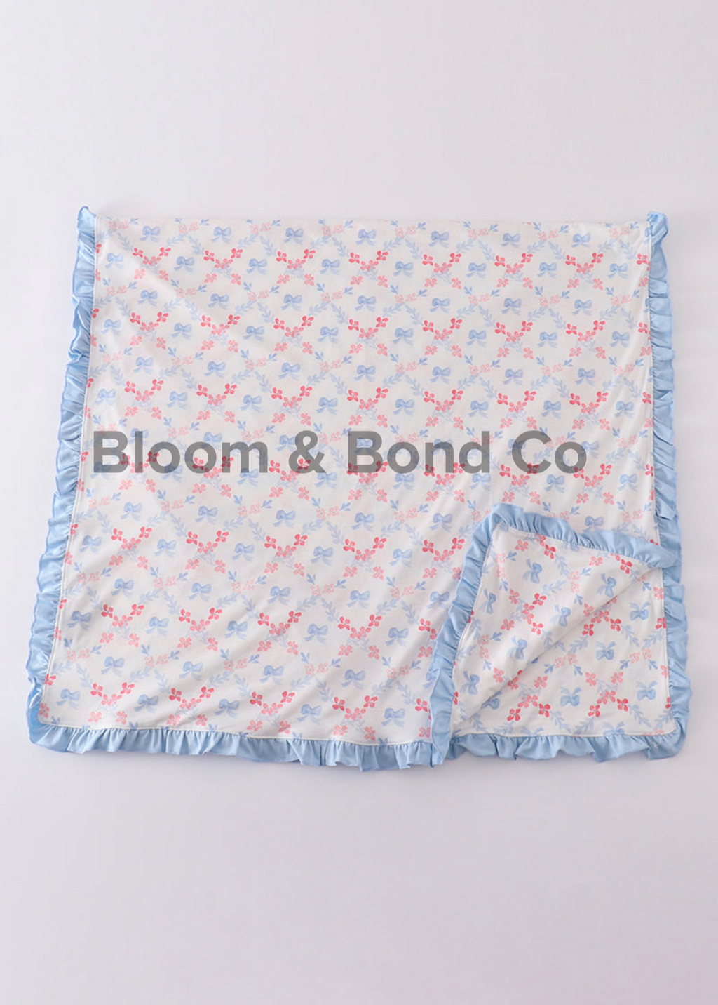 Blue Bow Lattice Print Blanket